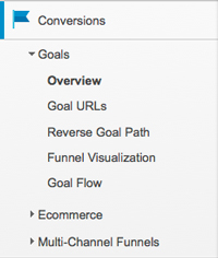 Google Analytics conversion menu screenshot